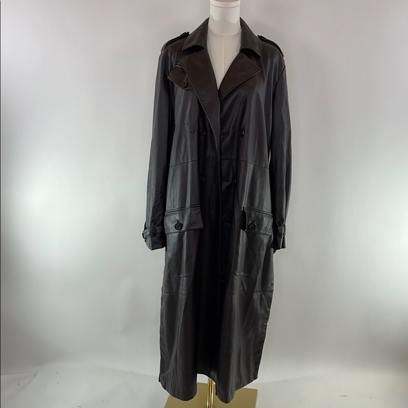 Osman Yousefzada Collective, Faux Leather Trench Coat, Size 16 - Picture 4 of 16